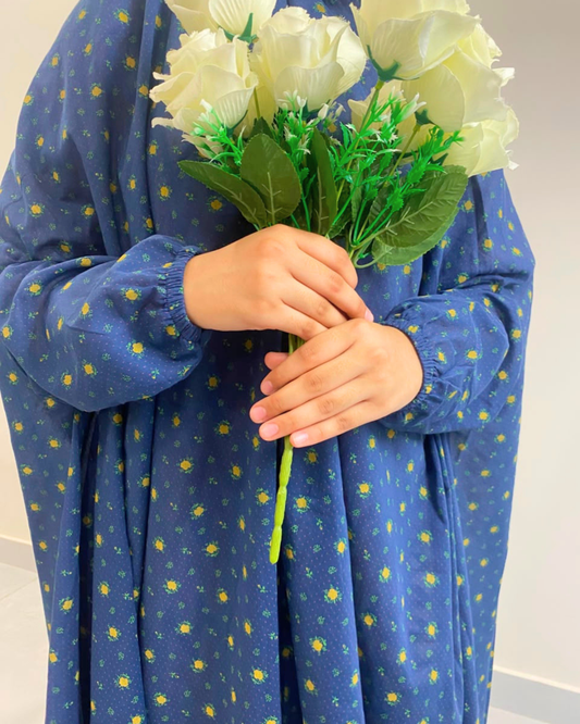 Navy Blue Flora Namaz Gown