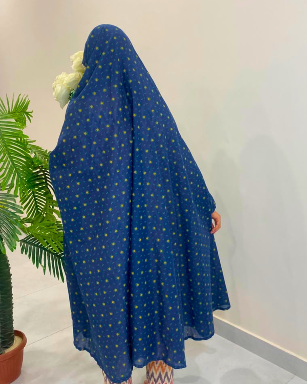 Navy Blue Flora Namaz Gown