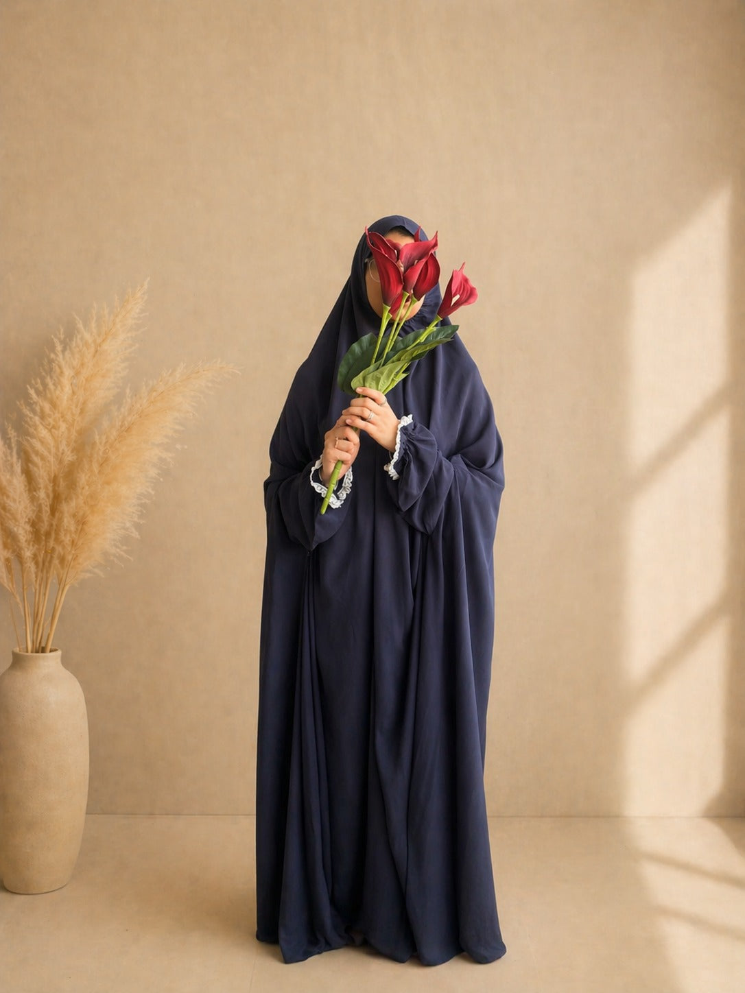 Namaz Gown Navy BLue Solid
