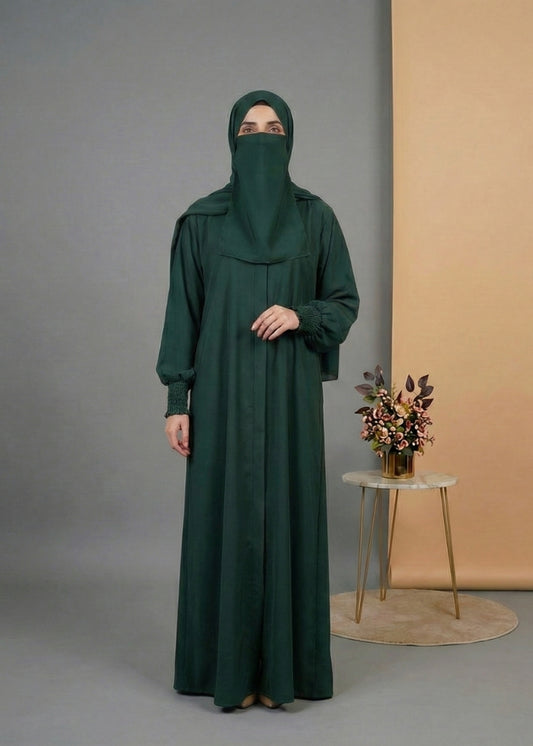 Green Smocking Abaya