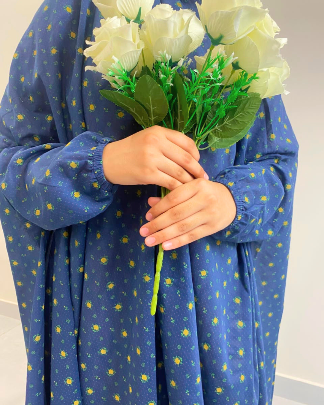 Navy Blue Flora Namaz Gown