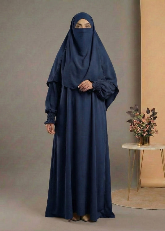 Blue smocking abaya