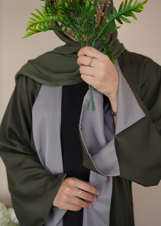 Reversable kimono -Green and Silver